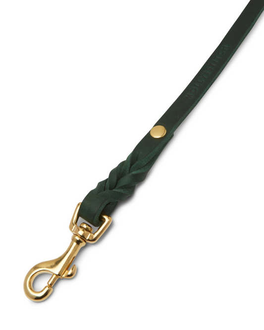 Butter Leather Dog Leash in Forest Green